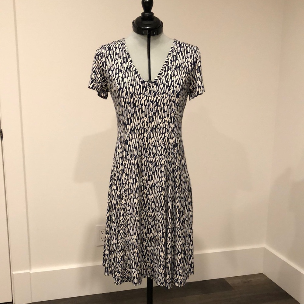 Market & Spruce Navy and Cream Knit Dress